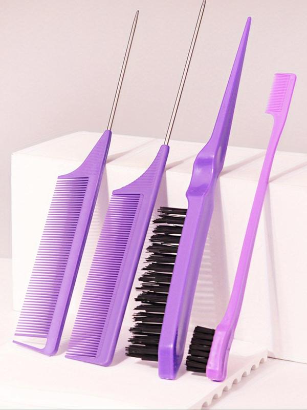 Hair Styling Comb Set (4pcs), Teasing Hair Brush, Rat Tail Comb, Double Sided Edge & Back Brushing, Combing, Slicking Hair for Women's Baby Hair