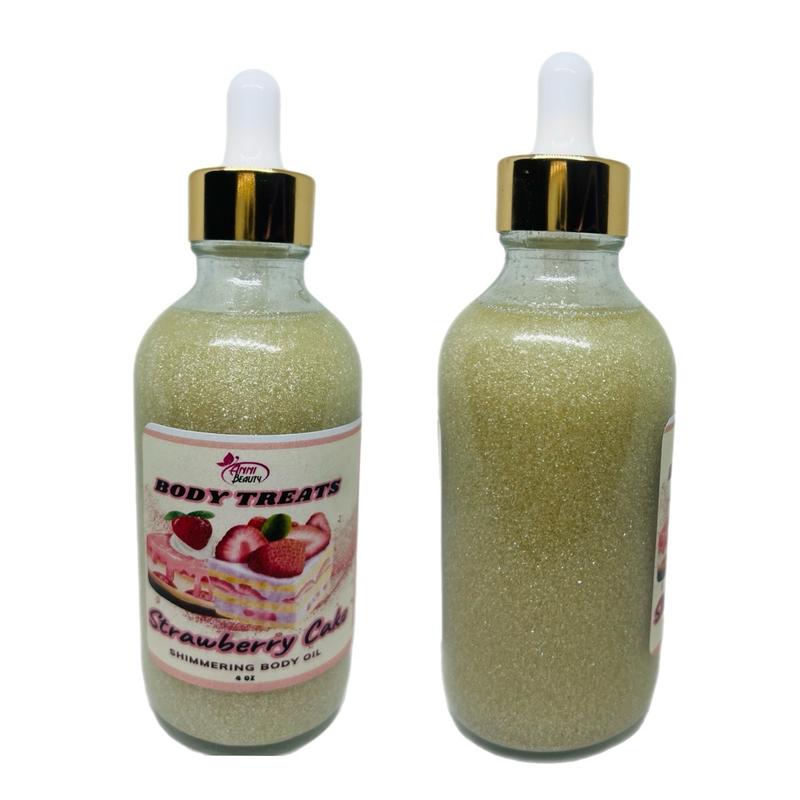 Shimmering Strawberry Cake  Moisturizing Body Glow Oil Body Oil - Holiday Gift vgo skincare