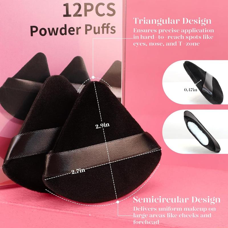 12pcs Powder Puffs for Face Powder Triangle Powder Puff for Loose and Cosmetic Foundation, Makeup Puff for Contouring, Cloud Kiss Makeup Sponges Beauty Makeup Tools, Halloween Makeup Tools