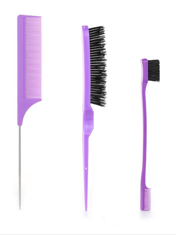 Hair Styling Comb Set (4pcs), Teasing Hair Brush, Rat Tail Comb, Double Sided Edge & Back Brushing, Combing, Slicking Hair for Women's Baby Hair