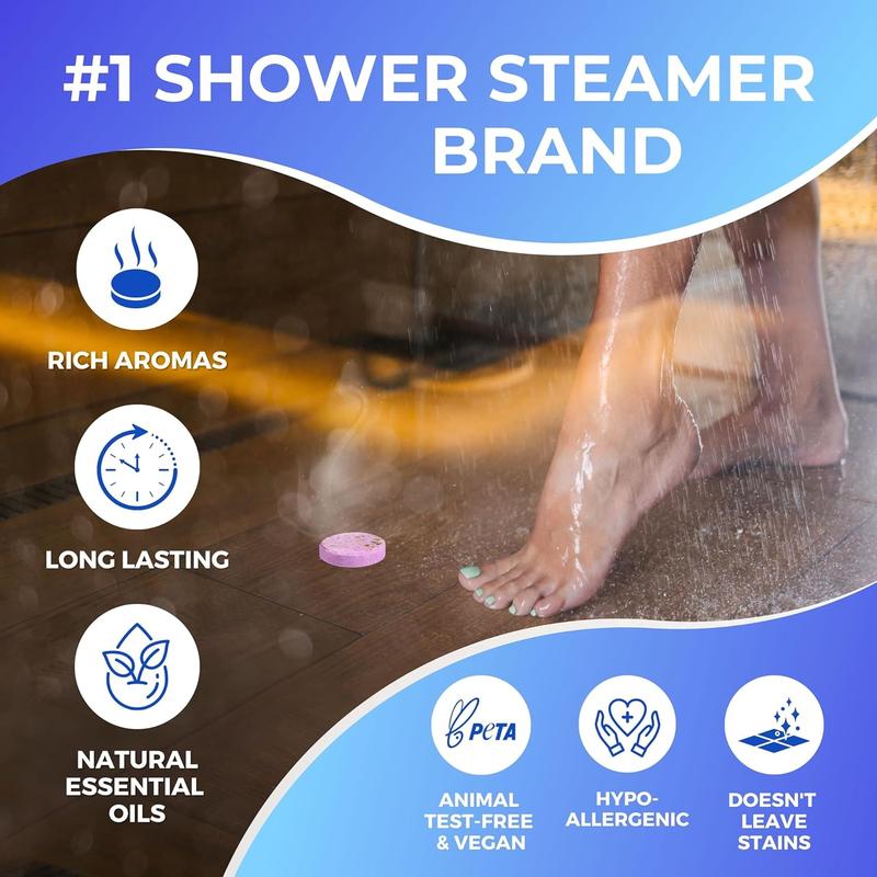 Cleverfy Shower Steamers Aromatherapy - Christmas Box of 6 Premium Shower Bombs with Essential Oils. Self Care Christmas Gifts for Teen Girls and Women. Blue Set