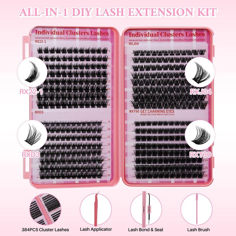 Mixed Individual False Eyelash Kit, 1 Set Natural Look Eyelash Extensions, Self Grafting Curl Eyelashes, Eye Makeup Enhancement False Eyelashes