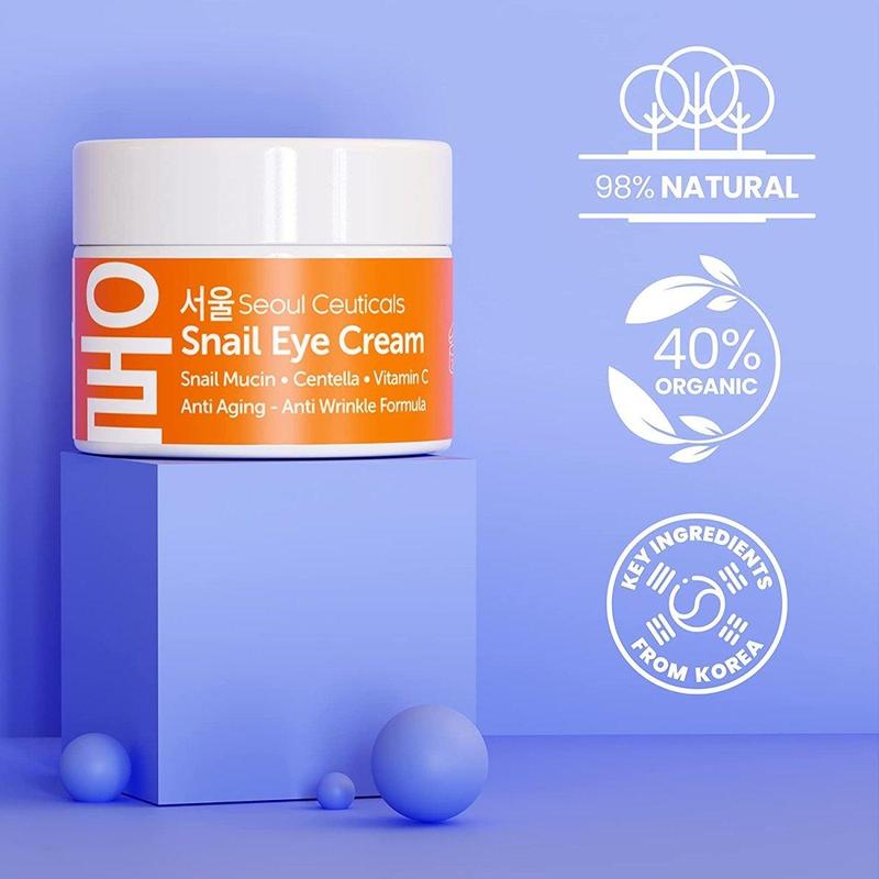 Snail Eye Cream, Korean Skin Care Anti-Aging Wrinkle Repair, 0.5oz - for All Skin Types Mucin Comfort