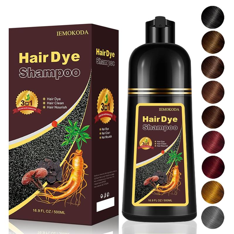 Coffee Instant Hair Dye Shampoo, Gray Hair Coverage 3-in-1 Dye Shampoo, Natural Color for All Hair Types, Herbal Haircare, Suitable for Home and Salon