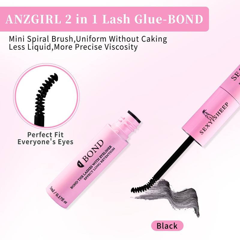 2 in 1 Lash Bond & Seal, 1 2 3 Counts Long Lasting Eyelash Glue, Waterproof Eyelash Extensions Glue, Professional Eye Makeup Tool for Women