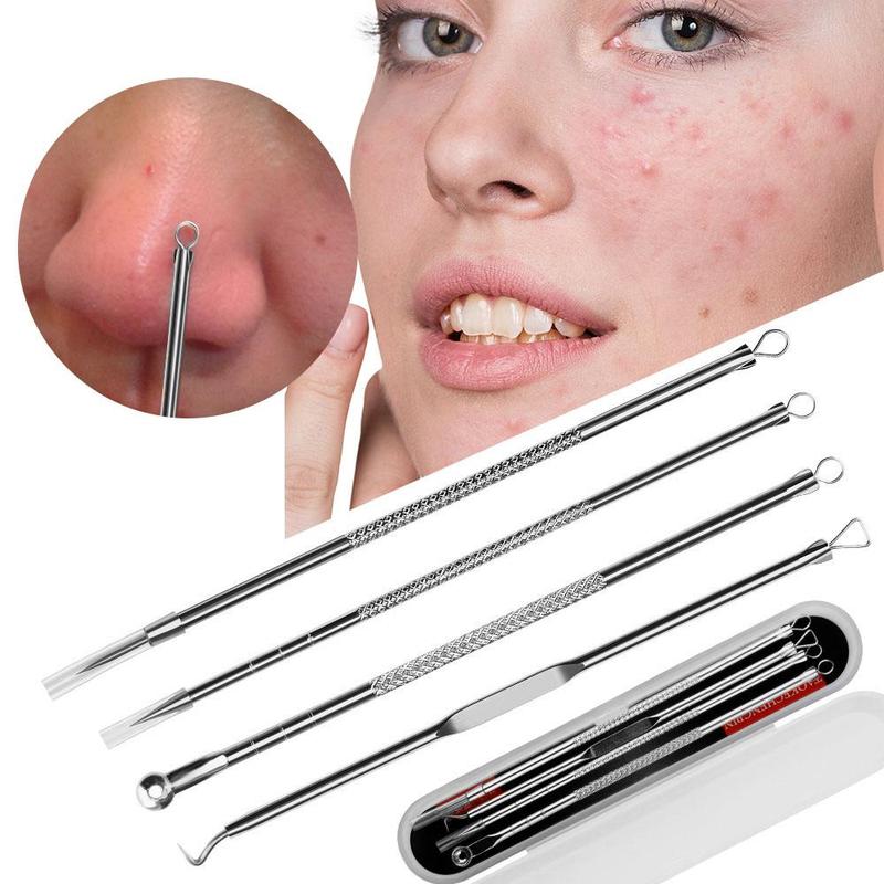 Blackhead Acne Cleansing Needle Tool Set with Storage Case, 2 Sets( 4ounts set) Comfort Acne Cleanser Tools, Facial Acne Pore Cleansing  Care Tools