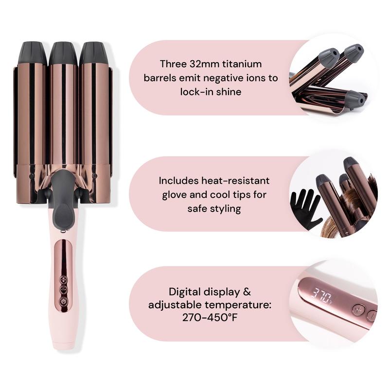 L’ange - Le Tridente Titanium Triple Barrel Waving Iron 32mm Barrels Hair Waver