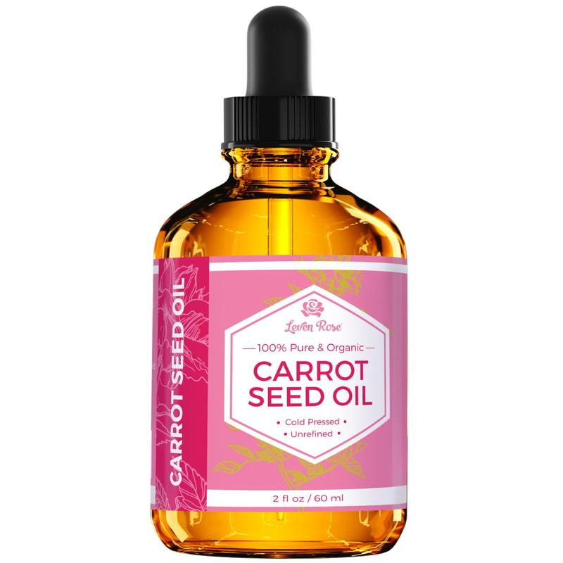 Leven Rose Carrot Seed Oil  2 oz - Natural, Organic, Cold-Pressed, Unrefined Beauty Serum for UV Sunscreen Damage, Anti-Aging, Skin Repair & Comfort