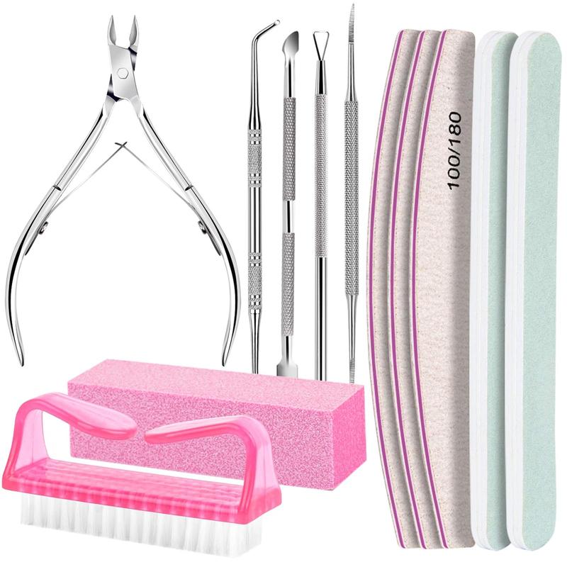 Nail Care Kit, Nail Files 100 180, Nail Buffer Block, Cuticle Nippers, Cuticle Trimmer, Cuticle Pusher, Nail Tools, Nail Kit, Pedicure & Manicure Tools, Nail Prep Kit, Manicure Kit for Women