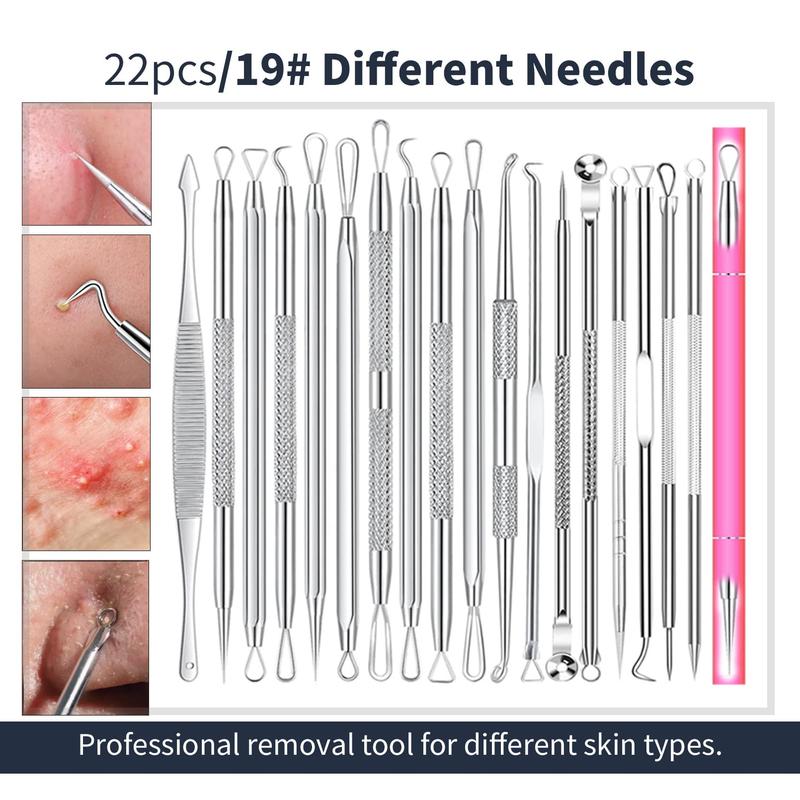 Comfort Extraction Tools Set, 22pcs Extractor Tool Set with Storage Case, Reducing The Look Of Blackhead, Professional Skincare Tool Kit, for Women and Men, Skincare Tools, Fall Gift