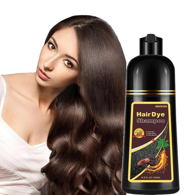 Coffee Instant Hair Dye Shampoo, Gray Hair Coverage 3-in-1 Dye Shampoo, Natural Color for All Hair Types, Herbal Haircare, Suitable for Home and Salon