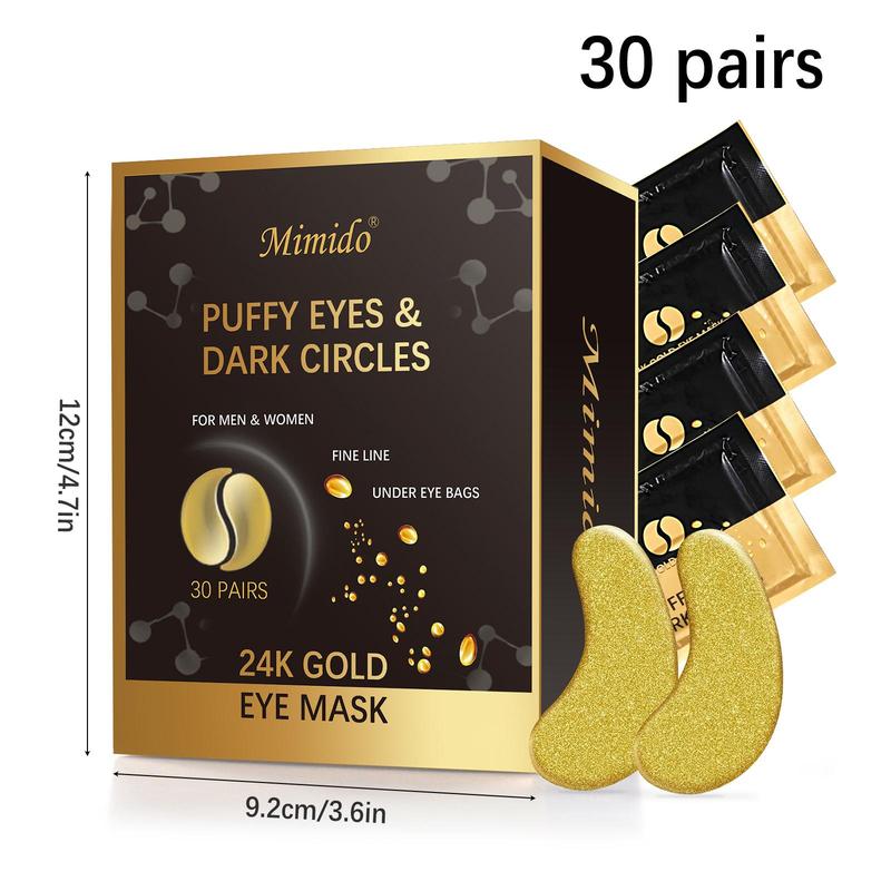 24K Gold Deeply Moisturizing Eye Mask, 30 Pairs Hydrating Eye Care Mask, Eye Care Product for Women & Men, Skin Care Product for Daily Use