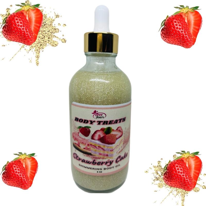 Shimmering Strawberry Cake  Moisturizing Body Glow Oil Body Oil - Holiday Gift vgo skincare