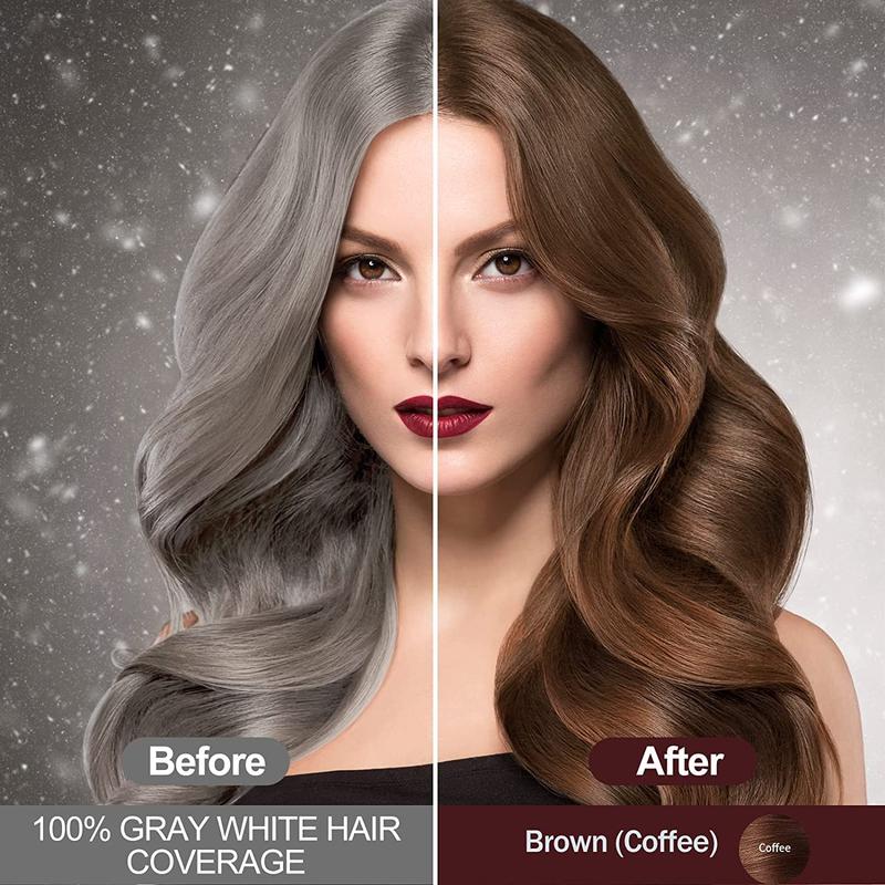 Coffee Instant Hair Dye Shampoo, Gray Hair Coverage 3-in-1 Dye Shampoo, Natural Color for All Hair Types, Herbal Haircare, Suitable for Home and Salon