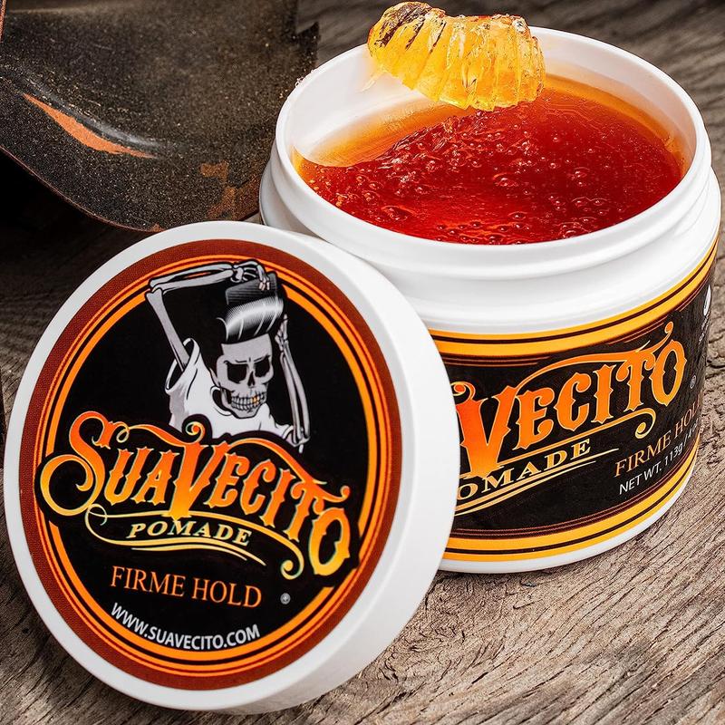 Suavecito Pomade Firme (Strong) Hold 4 oz, 1 Pack - Pomade For Men - Medium Shine Water Based Wax Like Flake Free Hair Gel - Easy To Wash Out -