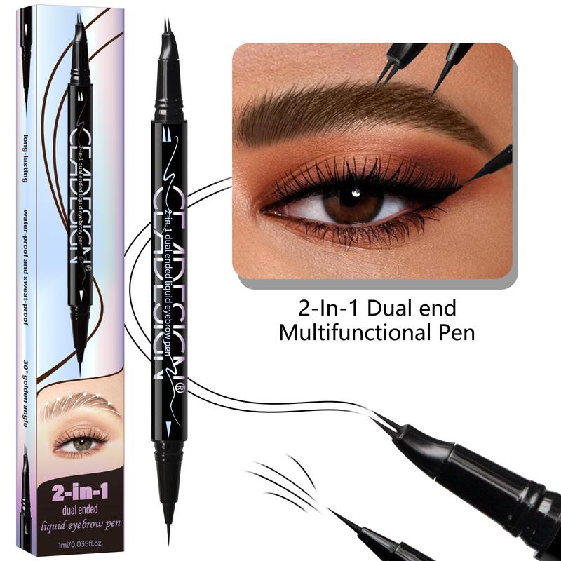 Curved Eyebrow Pen with Micro-Fork-Tip Applicator - Natural-Looking Brows, Long-Lasting Makeup Cosmetic, Waterproof, 5 Color Choices