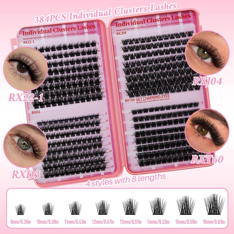 Mixed Individual False Eyelash Kit, 1 Set Natural Look Eyelash Extensions, Self Grafting Curl Eyelashes, Eye Makeup Enhancement False Eyelashes