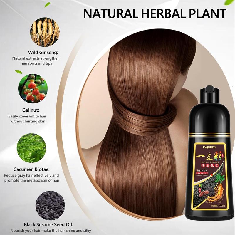 Black Hair Dye Shampoo for Gray Hair,  Herbal Ingredients Natural Shampoo Black Hair Dye for Women Men, Grey Coverage Shampoo 500ml Haircare