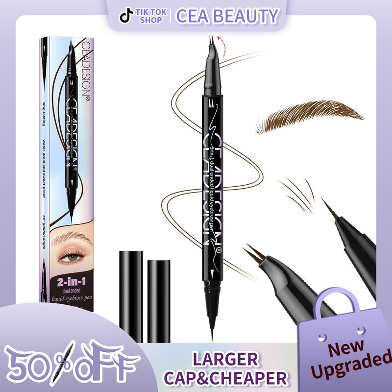 Curved Eyebrow Pen with Micro-Fork-Tip Applicator - Natural-Looking Brows, Long-Lasting Makeup Cosmetic, Waterproof, 5 Color Choices