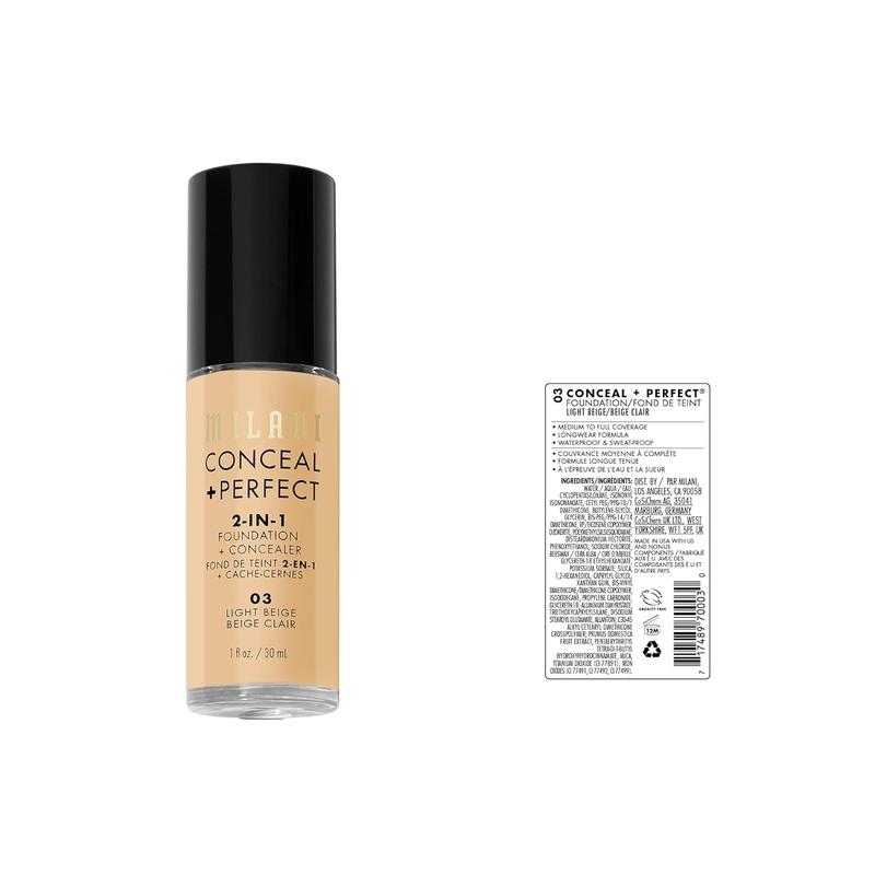 Liquid Foundation - Light Beige, 1 oz. Waterproof, Oil-Free, Medium to Full Coverage, Satin-Matte Finish