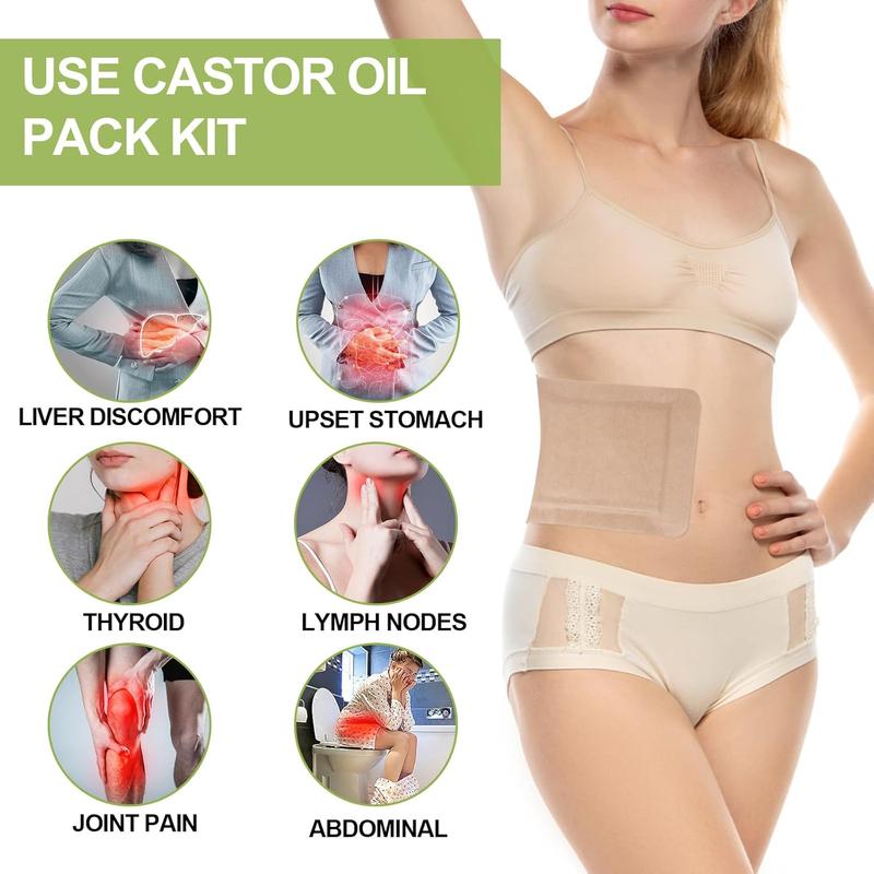 17PCS Castor Oil Pack Wrap,Castor Oil Patchs,Castor Oil Packs,Massage Oil pack, No Washing Self Adhesive with High Absorbent Organic Cotton Flannel,Stick it anywhere you want（not contain castor oil）