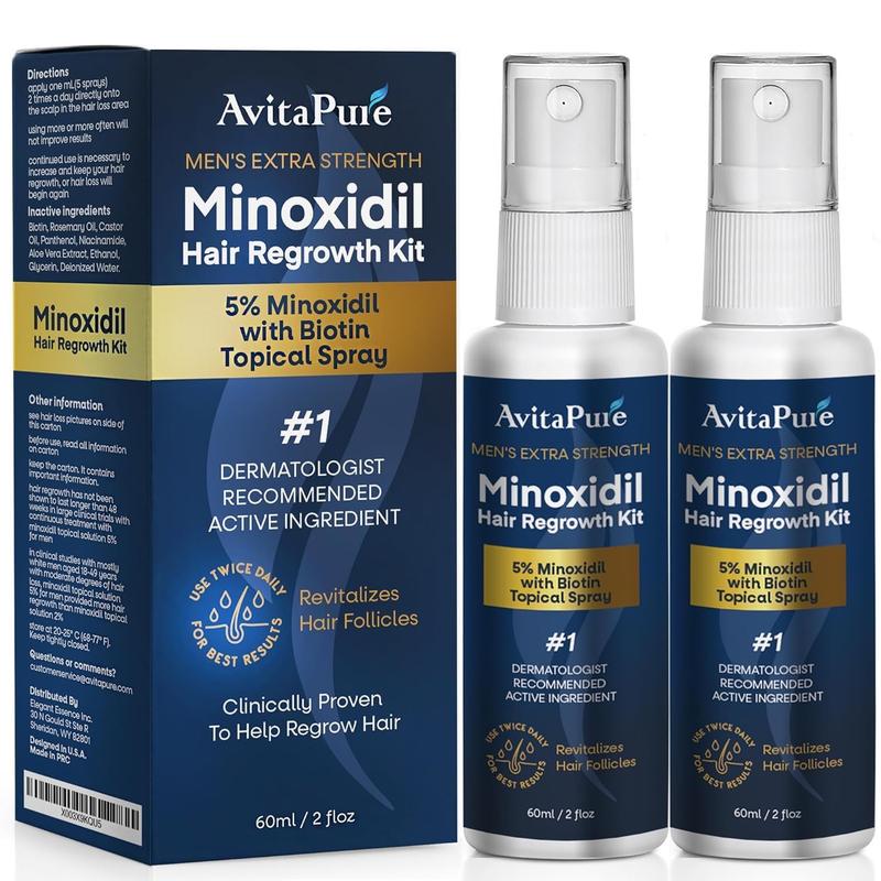 5% Minoxidil Hair Growth Serum for Men - Extra Strength Treatment to Combat Hair Loss and Thinning (2 Pack)