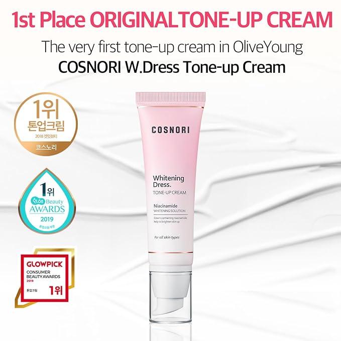 COSNORI W. Dress Tone-up Cream, 1.69 oz (Pack of 1) | Skin Radiance, 24hr Lasting Hydrating, Sebum Control, Uneven Hyperpigmentation | Face and Body | Vegan, No Animal Tested