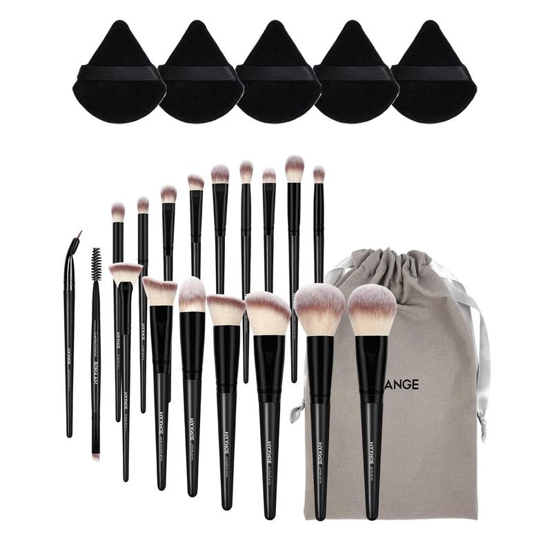 MAANGE Beauty Makeup Cosmetic Tool Set, 18pcs set Professional Makeup Brush Set & 1 Count Drawstring Pouch & 5 Counts Triangular Power Puff, Great for Beginners, Christmas Gift