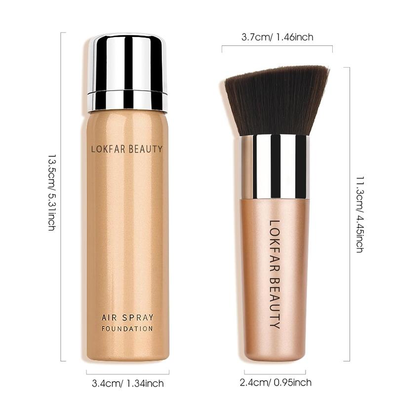 AirBrush Foundation Spray, Silky Mist Foundation Spray Makeup Set with Brush, Full Coverage Foundation for Smooth Radiant Finish, Formula Breathable Lightweight Hydrating | #02 Nude