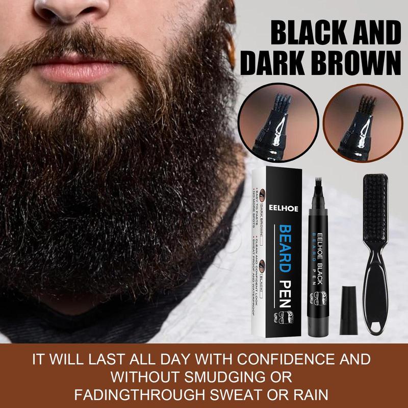 Waterproof Beard Filling Pen Set, 2 Counts set Beard Brush, Professional Beard Styling Tool for Men, Makeup Accessories