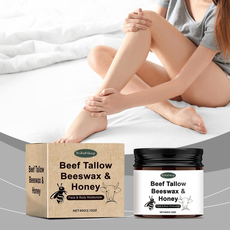 Beef Tallow Beeswax & Honey Moisturizer, Gentle Nourishing Body & Face Moisturizer, Hydrating Skin Care Cream for Women & Men