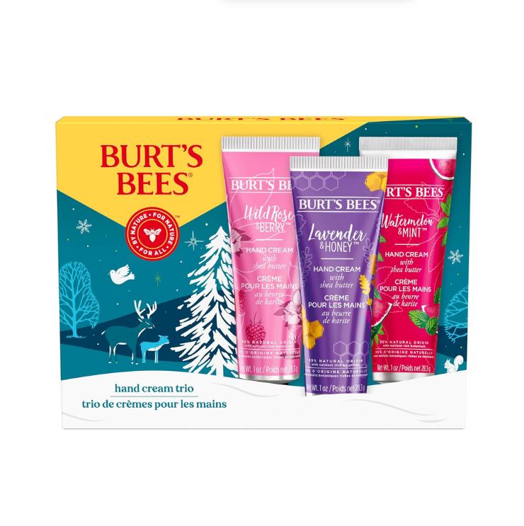 Burt's Bees Holiday Gift, Hand Cream Trio Set (Pack of 3) | Lavender Honey, Watermelon Mint, Wild Rose Berry | Shea Butters | Stocking Stuffer