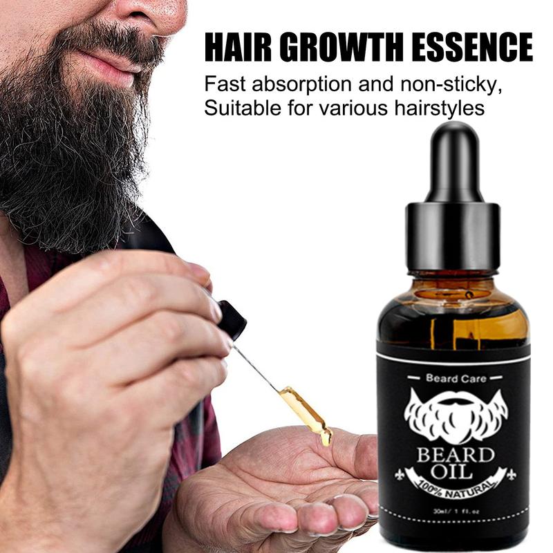 Men's Beard Oil set, Growth Oil and Titanium Beard and Hair Growth Rolle