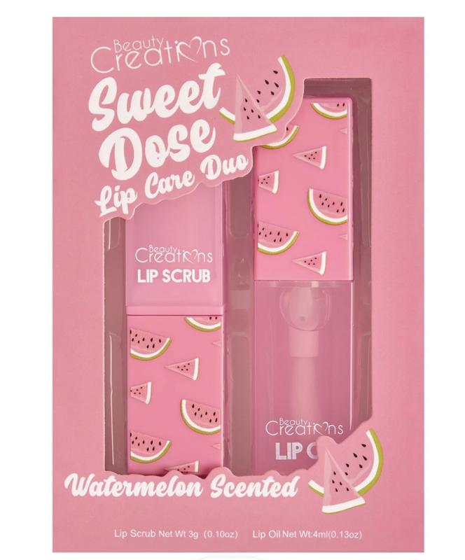 Sweet Dose Lip Care Duo- Lip Scrub and Lip Oil Duo- Stocking Stuffer, Gift Set- 4 Scents