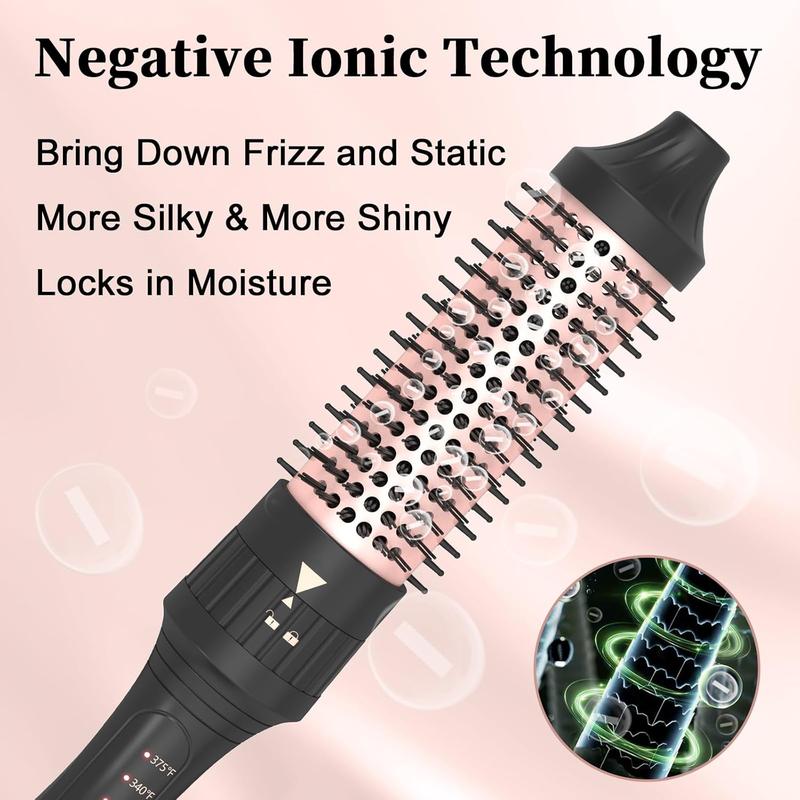 3 in 1 Thermal Brush Set Heated Round Brush, Create Loose Volume Curls With Digital Display 3 Heat Settings Ceramic Tourmaline Ionic Hair Curling Wand Dual  1.25Inch & 1.5Inch & 1.77Inch