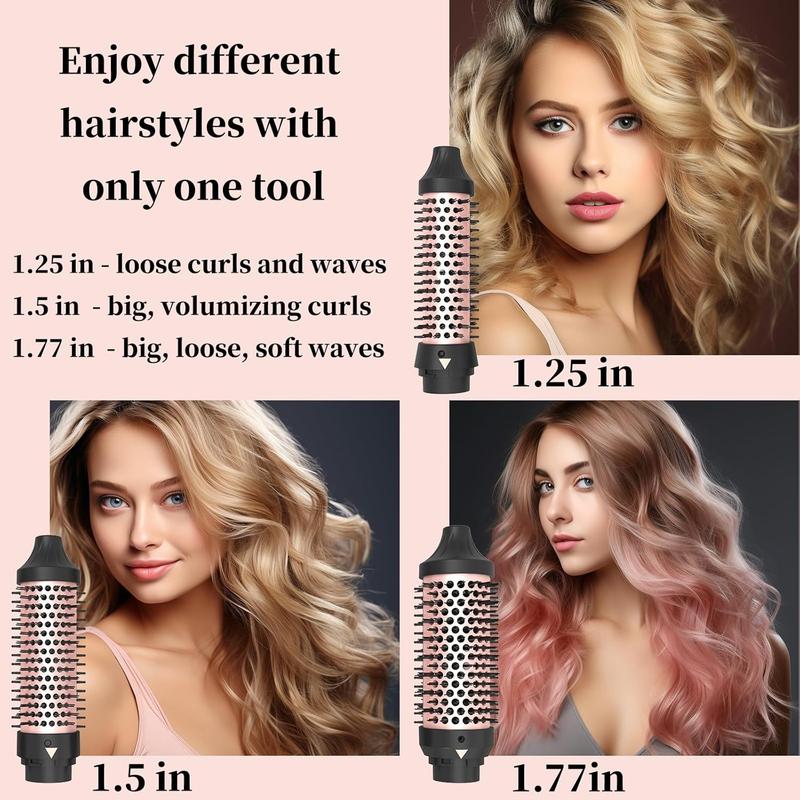 3 in 1 Thermal Brush Set Heated Round Brush, Create Loose Volume Curls With Digital Display 3 Heat Settings Ceramic Tourmaline Ionic Hair Curling Wand Dual  1.25Inch & 1.5Inch & 1.77Inch