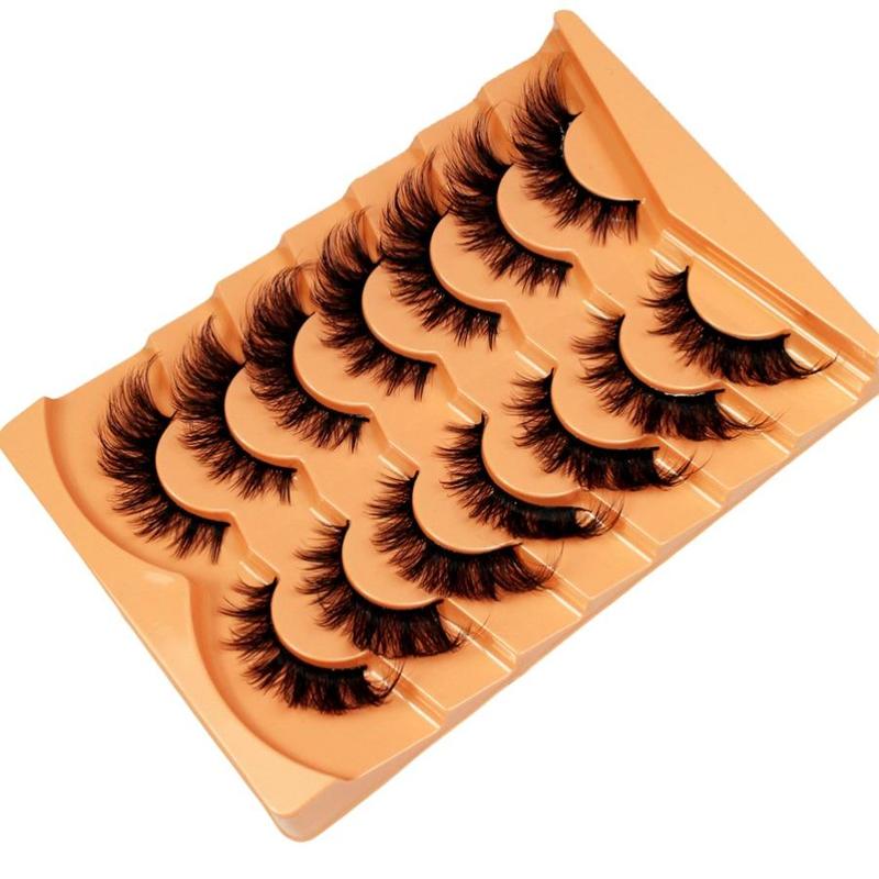 3D Fluffy False Eyelashes, 7 Pairs Wispy Soft Cluster Lashes, Natural Curling Eye Makeup Strip Lashes, Full Volume Eyelash for Lashes Extensions