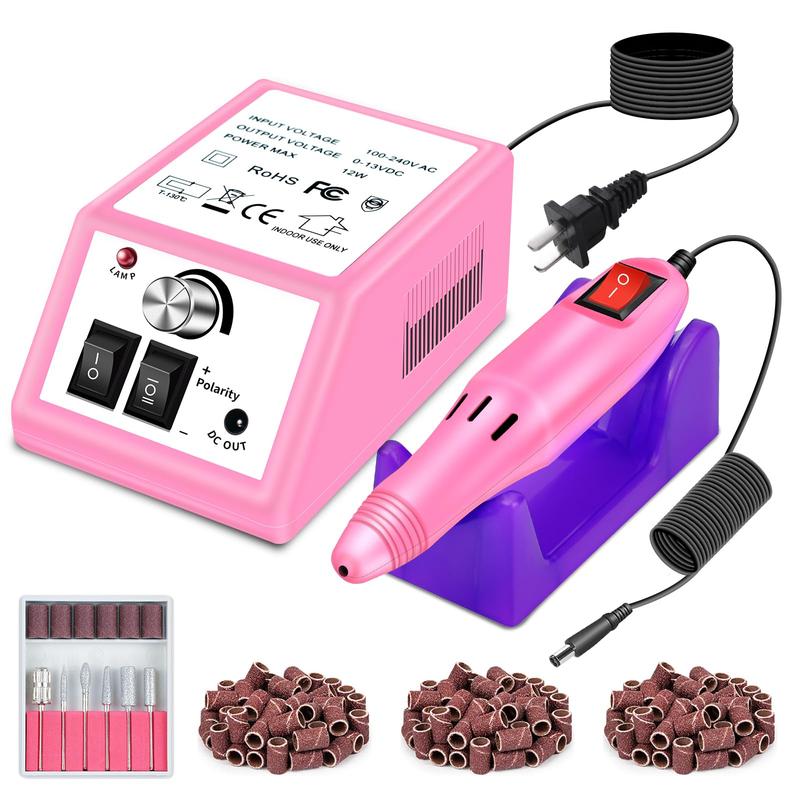 Professional Electric Nail Drill Machine Nail File Pink Nail Drill Kit, Nail Filer Electric with 156pcs Sanding Bands and Nail Drill Bits for Acrylic Nail Drill Gel Nail Manicure Pedicure