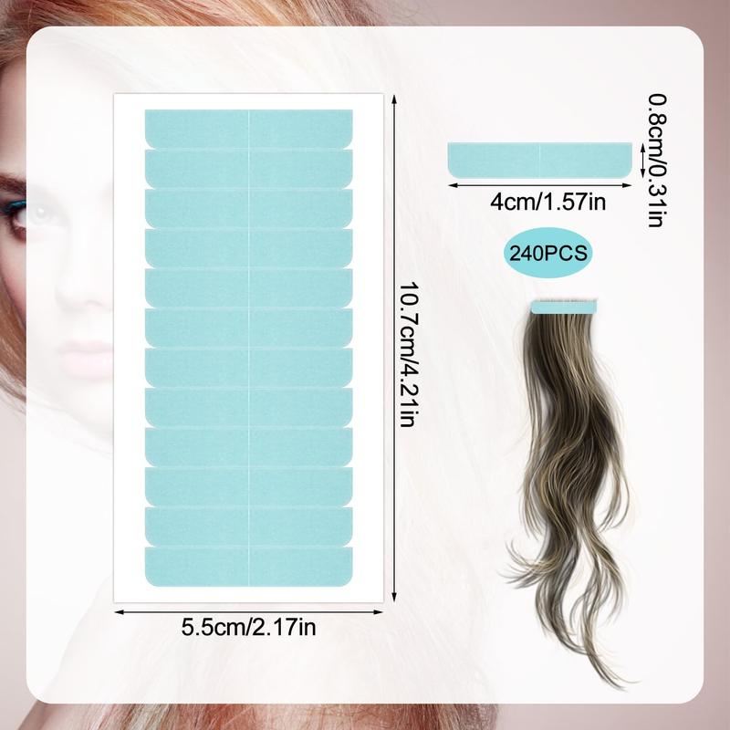 240 count Hair Extension Tape Tool, Invisible Double Sided Replacement Wig Tape, Breathable Comfortable  Adhesive Hair Tape Tab, Hair-Styling  Wig Adhesive Accessories for Girl Women