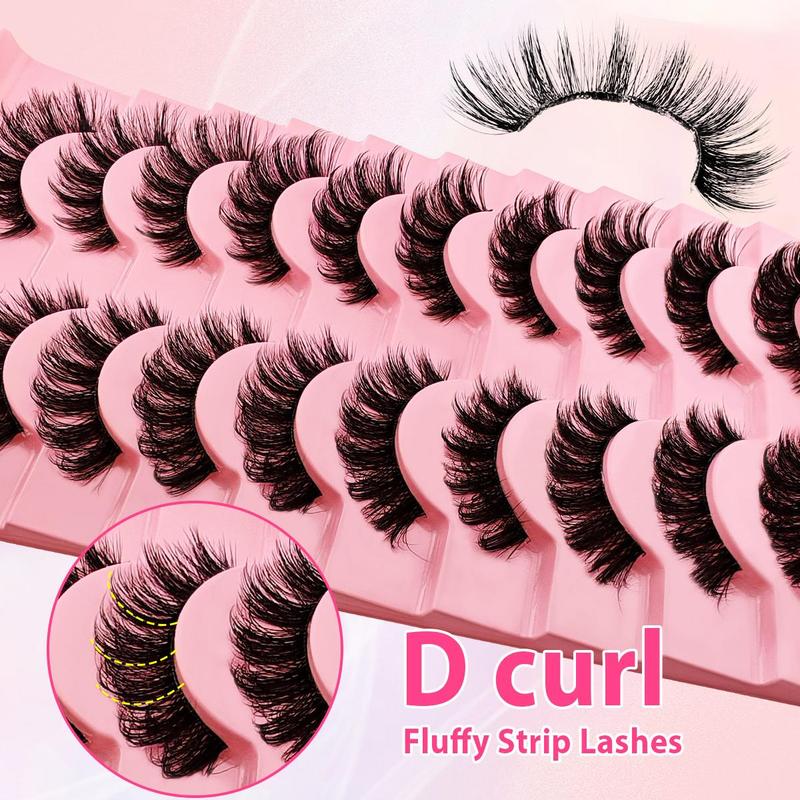 Natural Look Eyelash Extensions, 10 Pairs tray 15mm Self Grafting Curl Strip Eyelashes, Eye Makeup Enhancement False Eyelashes for Women & Girls, Lashes Extension Kit