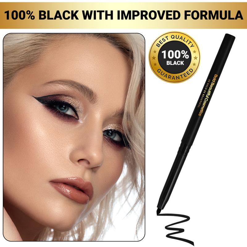 Bold Beautiful Cosmetics Gel Eyeliner Pencil Waterproof and Smudge-Proof Black Eye Makeup Stick liner Sensitive Eyes Friendly matte eyeliner