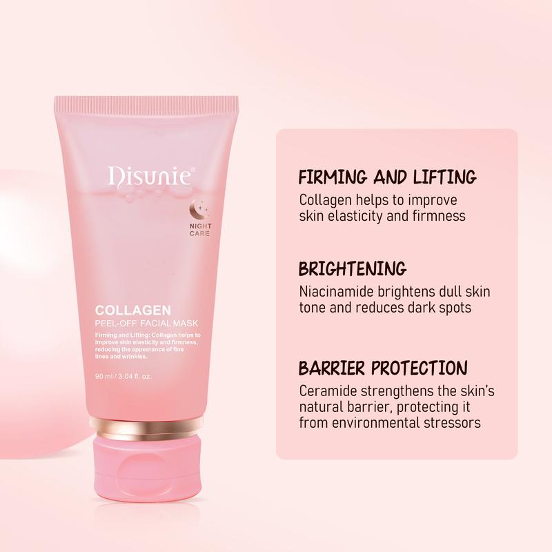 Disunie Collagen Overnight Wrapping Mask, 3.04 oz Ceramide NP & Niacinamide Night Peel-off Facial Mask, Moisturize Brighten Comfort Moisture Skincare Glycerin