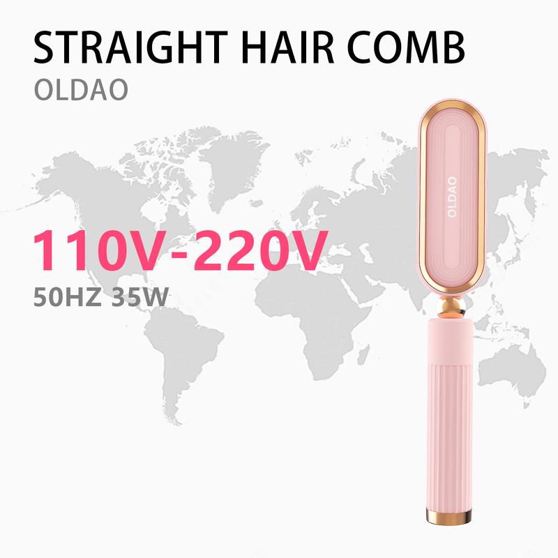 [Christmas Gift Deal] OLDAO Negative Ion Straightener Comb,2-in-1 Professional Salon Styling Tool,Multi-Temperature Design,Comfortable,Smooth,Suitable for Home and Travel