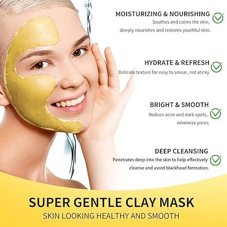 Hicream Turmeric Vitamin C Clay Mask - Deep Cleansing Facial Mask, Clay Face Mask Skin Care with Kaolin Clay and Aloe for Pores, Acne, Hydrating