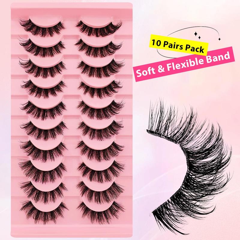 Natural Look Eyelash Extensions, 10 Pairs tray 15mm Self Grafting Curl Strip Eyelashes, Eye Makeup Enhancement False Eyelashes for Women & Girls, Lashes Extension Kit