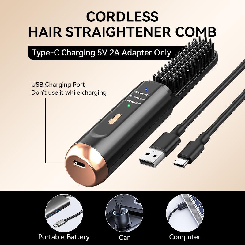 IonicGlide Wireless Hair Straightener Comb: Unisex, for female hair straightening and mans beard styling