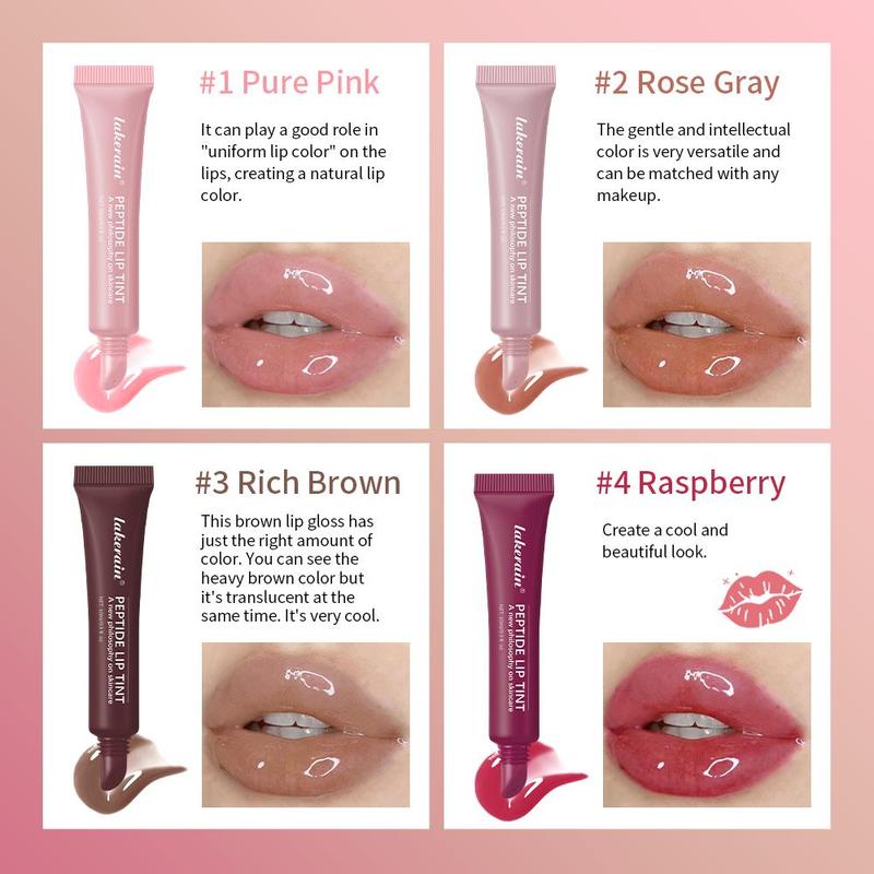 Peptide Lip Tint, 2 Counts set Hydrating and Nourishing Glossy Lip Gloss, Moisturizing Lip Gloss, Liquid Plumping Lipstick for Women Makeup