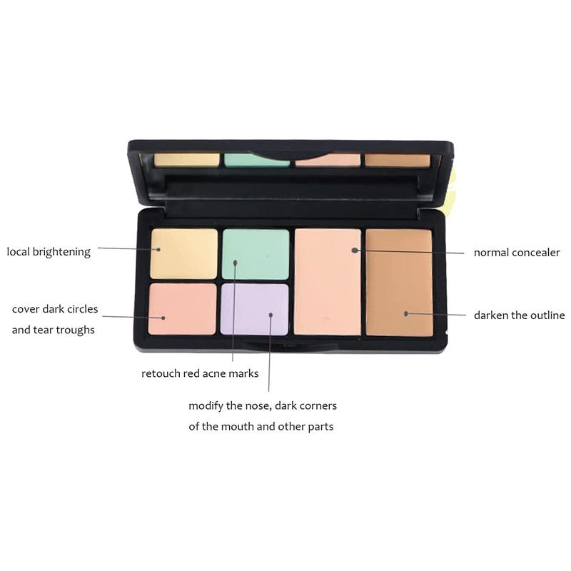 6 Colors Correcting Concealer Palette with Brush for Dark Circles, Redness, Acne, and Blemish - Cosmetic