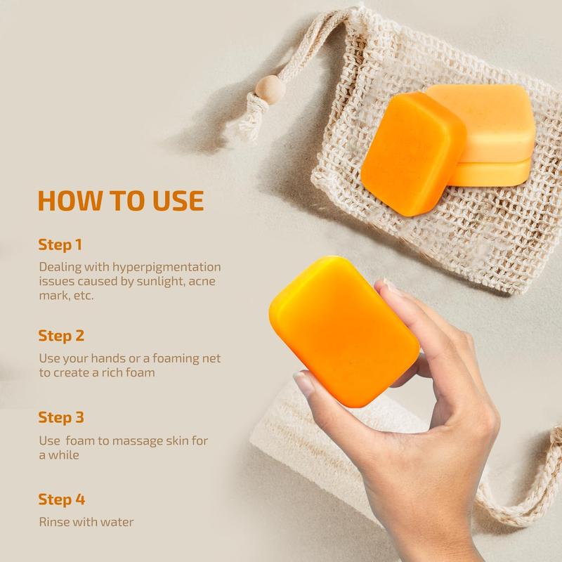 Kojic Acid Dark Spot Remover Turmeric Soap Bars with Vitamin C, Retinol, Collagen, Turmeric - 3Bars Body Care Cleansing Moisture Clear Daily