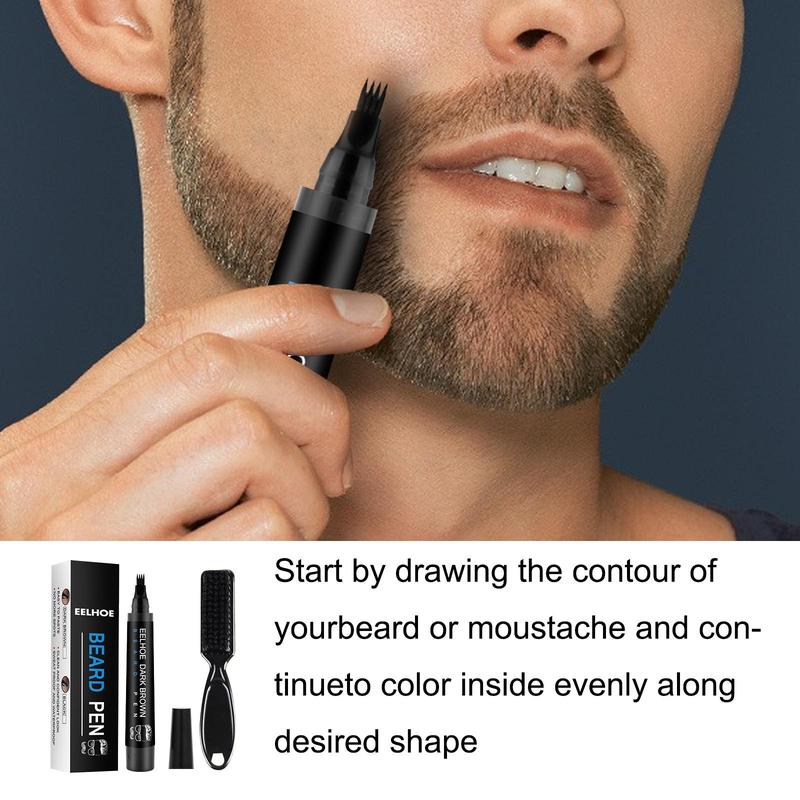 Waterproof Beard Filling Pen Set, 2 Counts set Beard Brush, Professional Beard Styling Tool for Men, Makeup Accessories